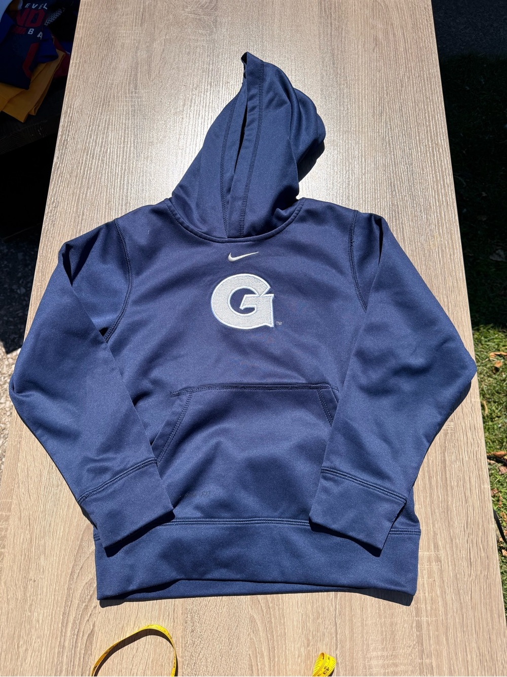 Nike Georgetown University Navy Blue Therma-Fit Hoodie with Embroidered Logo